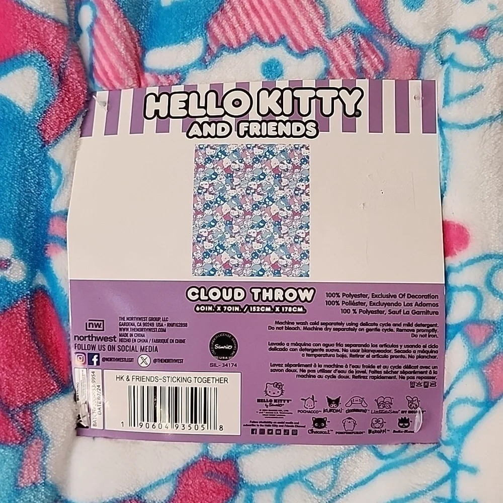 Hello Kitty and Friends Cloud Throw Blanket 60x70 NWT